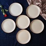 Yourowndcor Handcrafted Cream Matte Finish Ribbed 7" Inches Quarter Plates- Set of 6