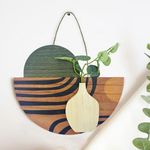 Art Street Boho Art Wall hanging Semicircle MDF With Artificial Plant for Home & Office Decor, Living Room Decoration -Size: 9x7.5 Inch