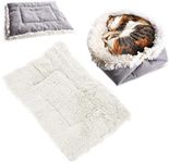 Ledeak Cat Cushion Bed, Plush Pets Puppy Kitten Small Dog Super Soft Warm Washable Foldable Sleeping Bag House Pads Thermal Mat Blanket for Basket Carrier Indoor Outdoor Toy (White)
