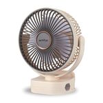 Artifax Clip Fan ART-B-5 | Portable Rechargeable Fan with Backlit LED | 3-Speed | 360° Rotation | 4-6 Hrs Battery | Compact & Adjustable for Home, Office & Travel (Apricot) | 1-Year Warranty
