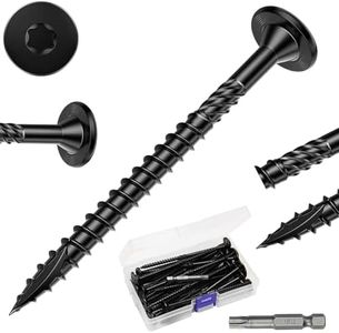 Goowoobee #14×6Inch Structural Screws, 150pcs Carbon Steel Rustproof Deck Screws,Black Heavy Duty Outdoor Wood Screws with T30 Drill Bit, No Pre-Drilling Required Star Drive