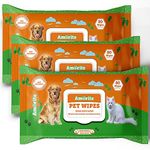 AMORITE Anti-Bacterial 240 Count Pet Wipes with Fresh Apple Scent for Dogs, Puppies & Pets (Pack of 3) Suitable for All Types of Pets' Dry Bathing, Daily Care, Paw Cleaning Wipes