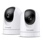 Cinnado WiFi Cameras House Security - 2K Indoor CCTV Baby Monitor Camera for Home Security Wireless 360°, Motion Tracking, Smart Siren, IR Night Vision, Work with Alexa, D1, 2 Pack