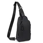 Zuimei Small Sling Bag for Men Chest Bag with USB Charger Port Waterproof Shoulder Backpack Shoulder Crossbody Bag Lightweight Men Women Multipurpose Rucksack for Sports Travel