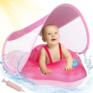 ANSTEN Flotador Bebe con Sombrilla,Flotador Bebe 1 año Flotadores para Bebe Anillo de Natación Piscina Bebe,Flotador bebé Inflable Flotador Bebe 6 Meses~72 Meses