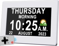 Véfaîî Upgraded Dementia Clock 2.0 with Auto DST, 20 Custom Alarms Reminders, Day Date Wall Calendar Clock, Large Clear Digits, 7" with Remote & HD Digital Picture Frame