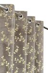 FABDRAPE Heavy Velvet Fabric Luxury Looks Room Darkening Floral Designer Curtains 8 Feet for Door, Grey, Pack of 4 Pieces