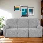 LiveGo Recliner Chair Cover 4-Piece Set - Stretch Jacquard Slipcover for 1, 2, 3 Seater Recliners, Washable Furniture Protector for Lazyboy, Electric Chairs, and Pet-Friendly Couch Covers