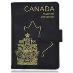 Axwar RFID Blocking Passport Holder - Travel Passport Cover - PU Leather Passport Wallet Passport Travel Organizer, Charcoal Black