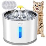 Petiigo Cat Water Fountain, Stainless Steel Fountain 2.4 L Pet Dog Dispenser for Cats Dogs with LED Indicator Light & 3 Activated Carbon Filters