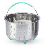 Stainless Steel Steamer Basket Large 6L | Silicone Feet | Compatible with Ninja Foodi, Instant Pot, Cosori Multi Cooker | Steam, Pressure Cook & Air Fry Veg Pasta Rice | Wash Drain Food | UK Brand