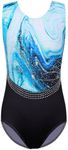 ZNYUNE Girls Ballet Leotards Colorful Flake of Snow Element Kids Gymnastics Sportwear leotards 3-12 Years AgateBlack 12A