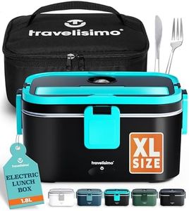 TRAVELISIMO Extra-Large Heated Lunch Box – Holds up to 1.8L – 80W Electric Lunch Box, Stainless Steel Heated Lunch Boxes for Adults 3 in 1 for Car, Electric Lunchbox 12V/24V/230V
