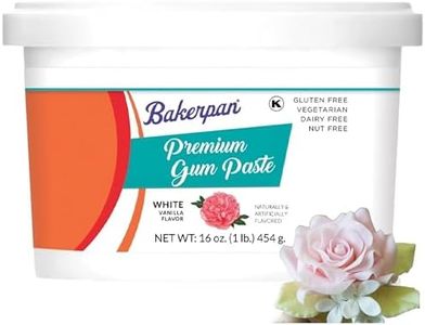 Bakerpan White Gum Paste for Cake Decorating, Create Flowers, Leaves, Elegant Ruffles - 1 Pound, Vanilla Flavor (Made in USA)