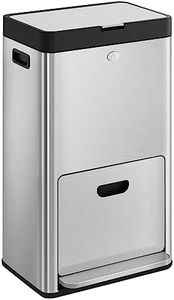 SONGMICS Kitchen Bin, 2 x 17L and 26L Volumes, 3-Compartment Bin for General Waste, Food Waste, and Recycling, Carbon Filter, Wide Pedal, Silver LTB550E60