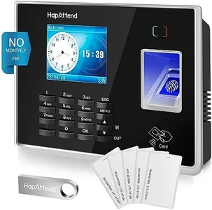 HapAttend Time Clock - Fingerprint Time Clocks for Employees Small Business Automatic Calculate Hours, H2 Standalone Biometric Clock in Machine for Employees with 5 RFID Cards (0 Monthly Fees)