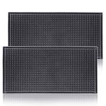 Black Bar Mat, 12"x6" (30cm x 15cm) Rubber Bar Service Mat, Black Coffee Bar Mats, Spill Mat for Counter-Top, Home Bar Mats, Barber Hairdressing Mat (30x15)