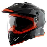 Axor X-Cross Dual Visor SC ISI ECE DOT Certified Full Face Dual Sport Peak Off Road Helmet for Men and Women- Dull Black Orange-M
