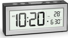 YouJabz Digital Alarm Clock with LCD Display, Alarm Clock Battery Operated with Night Light, 12/24H Time Switch,5 Alarm Schedule, Snooze, Auto Brightness Adjustment,Temperature ℃/℉ Switch
