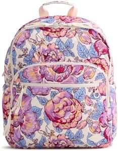 Vera Bradley Women's Performance Twill Bancroft Backpack – 15" Laptop Sleeve, Water Resistant – Cabbage Roses, 24L
