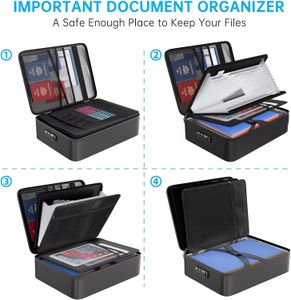 ENGPOW Fireproof Document Storage Box with Lock – 13 Pockets, A4, Waterproof