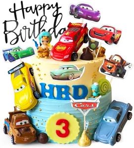 Cars Decorazioni Torta Compleanno, 17pcs Cake Topper Compleanno, Happy Birthday Cake Topper, Compleanno Festa Topper, Auto Decorazioni Cupcake Decorazioni, Set per Bambini Ragazzo