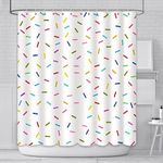 AIBIIN 180x180cm White Sprinkle Donut Shower Curtain Sweet Cupcake Dessert Bath Curtains Durable Waterproof Fabric Bathtub Sets Home Decor with 12 Hooks