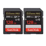 SanDisk 128GB Extreme PRO 200MB/s SDXC UHS-I Memory Card (2-pack) (2 Items)