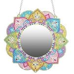 WEDNOK DIY Diamond Painting Mirror Kits Diamond Art Wall Mirror Kits for Kids Mandala Flower Diamond Art Makeup Mirror Gifts for Mom and Girlfriends