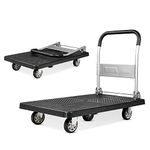 Corvids 500 Kg Portable Plastic Folding Hand Platform Trolley | 2-Year Warranty | Industrial Dolly Cart with 360° Rotating Wheels for Home and Warehouse Use…