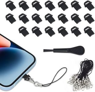 20 Pcs iPhone Port Charger Cover, Lightning Dust Plugs for iPhone 14 Pro Max/13/12/11/XS/XR/8/7/iPad/AirPods Pro, Charging Port Protectors with Cleaning Brush Lanyards, Easy-Grip Tab