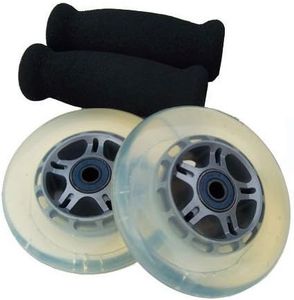 TGM Skateboards Replacement Razor Scooter Wheels, ABEC 7 Bearings, Handle Bar Grips (Clear/Black)