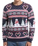 *daisysboutique* Men's Christmas Holiday Snowman Sweater Cute Ugly Pullover (Large, Love Canes)