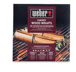 Weber Cherry Wood Wraps | 8 Piece Wooden Food Wraps for Smoking | Hardwood Timber Wraps for BBQs | Barbeque Boards for Infusing Fish, Poultry & Meat | 100% Natural Wood (17628)