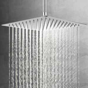 ACA International WELS 10'' Square Rain Shower Head 250MM Metal Ultra Thin Slim Overhead Rain Shower Head 304 Stainless Steel (Chrome)