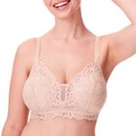 Bali Lace Desire Wireless Bra, Full-Coverage Wirefree Bra, ComfortFlex Fit Convertible Bra for Everyday Wear, Latte Lift, Large