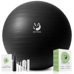 Slim Panda Anti-Burst Exercise Ball - Heavy Duty Stability Ball for Yoga & Fitness - Non-Slip Yoga Ball for Core Training & Posture - Includes Pump