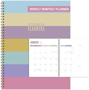 TF Publishing July 2025 - June 2026 Striped Down Large Weekly Monthly Planner - 12 Month Academic Planner 2025-2026 with Durable Cover, Thick Uncoated Paper, and Planning Stickers - 9in x 11in