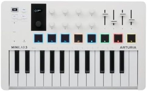 Arturia MiniLab 3 - Universal MIDI Controller for Music Production, with All-in-One Software Package - 25 Keys, 8 Multi-Color Pads - White