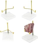 4Pcs Acrylic Easel Display Stand, Acrylic Easel Stand with Adjustable Metal Arms, Rock Display Stand Crystal Display Stand, Geode Stand for Gemstones Fossils Crystal Minerals (2.4 × 2.4 × 3.5 Inch)