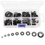 260pcs[9 Sizes] Black Starlock Internal Tooth Lock Washers Assortment Kit, M2/ M2.5/ M3/ M4/ M5/ M6/ M8/ M10/ M12