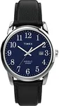 Timex Easy Reader Black/Silver-Tone/Blue Leather Strap Watch (Model: TW2V266009J)