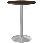 HOMCOM Round Bar Table, Adjustable Pub Table with 360° Swivel Top and Steel Base, Modern Bistro Table for 2, Easy Assembly for Home Bar, Small Dining Room, Walnut