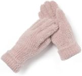 NEWFINE Winter Gloves for Cold Weather – Knit, Fleece Lined Touchscreen Gloves for Women Men, Driving Furry Wool (Pink, Large)