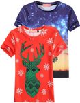 SSLR-Youth-Big-Girls-Ugly-Christmas-Shirts-Funny Tee Shirts Crew Neck Lightweight Causal (Large, Blue and Orange)