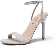 DREAM PAIRS Women's Heel Pump Sandals, Silver, 11