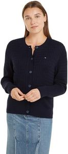 Tommy Hilfiger Women's CO Cable C-NK Cardigan Cardigan Sweater, Desert Sky, M