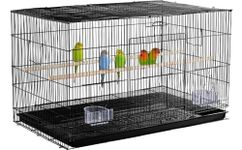 YAHEETECH 30-inch Rectangle Stackable Breeding Flight Parakeet Bird Cage for Finches Budgies Cockatiels Conures Lovebirds Canaries Parrots w/Slide-Out Tray, Black