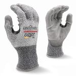 LINCONSON 3 Pack Level 5 Cut Resistant Safety Performance Series Construction Mechanic PU Work Gloves Thumb Double Reinforced