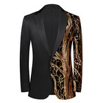 Men Black Sequin Shiny Prom Suit Jacket One Button Slim Fit Sport Coats and Blazers Tuxedo for Wedding Banquet, Gold, Large